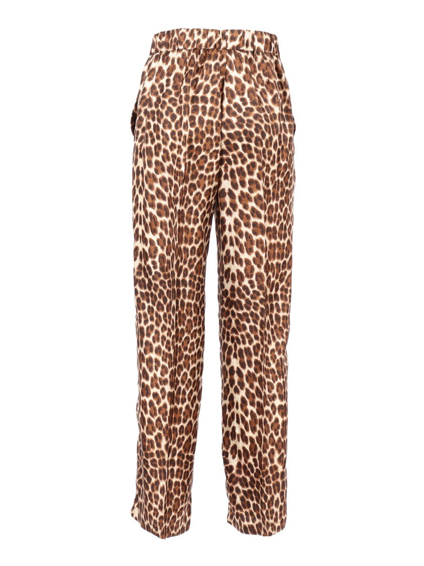 P.A.R.O.S.H. Relaxed Fit Leopard Print Silk Pants