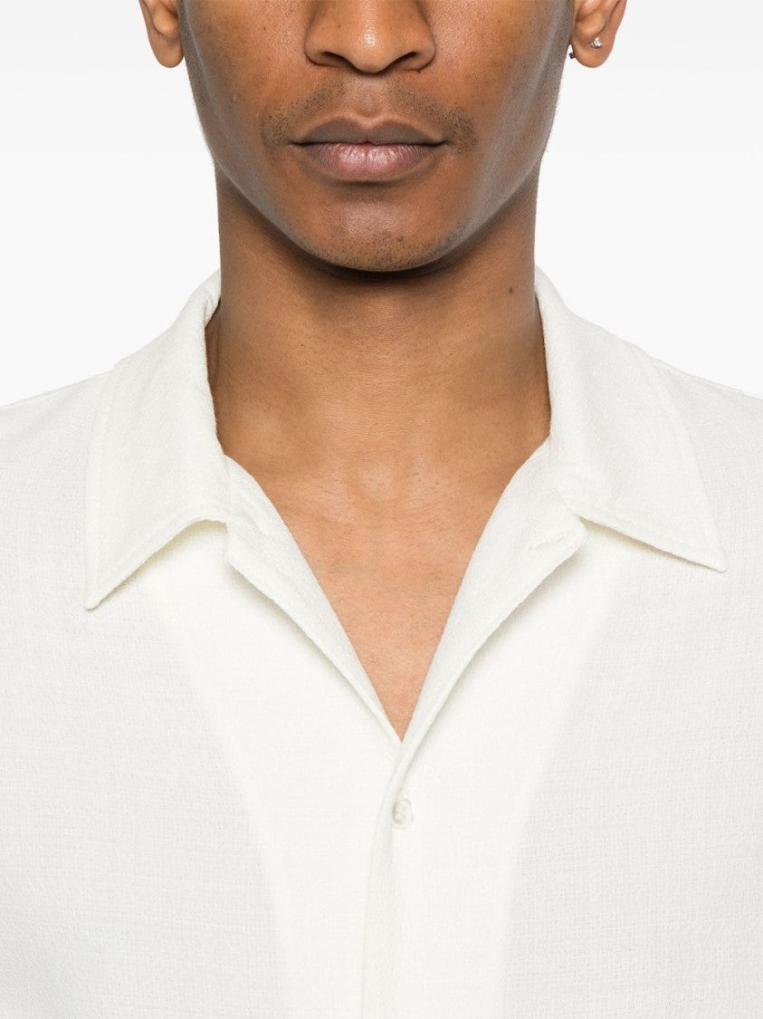 Séfr Relaxed Fit White Shirt With Classic Collar And Textured Finish