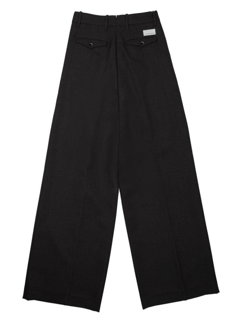 Nine In The Morning Neutrals Sandra Pleated Wool Wide-Leg Pants