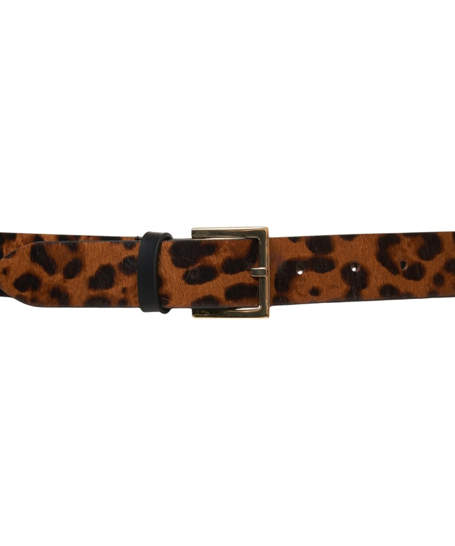 Orciani Animal Print Calfskin Belt With Matte Metal Buckle