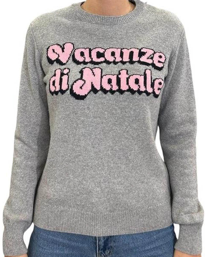 Mc2 Saint Barth Heather Grey Sweatshirt With Playful Holiday Print