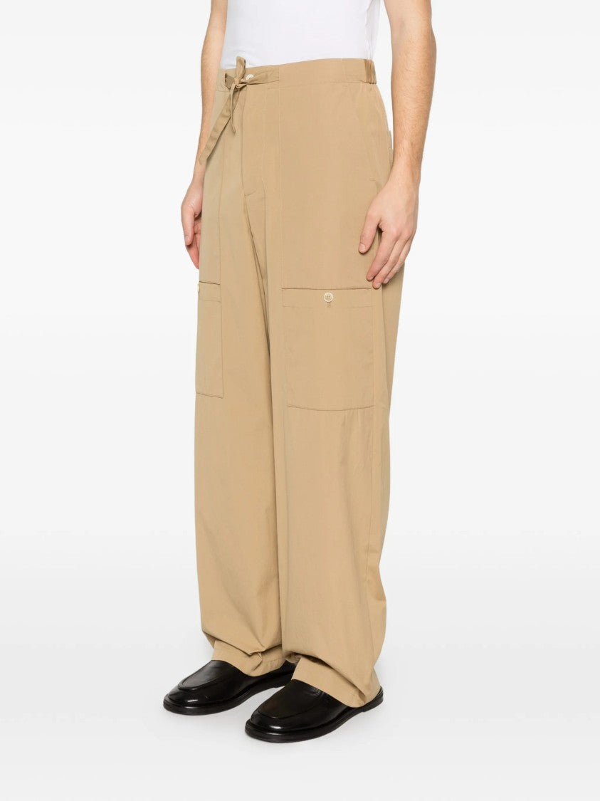 Jil Sander Beige Wide-Leg Tie Belt Pants