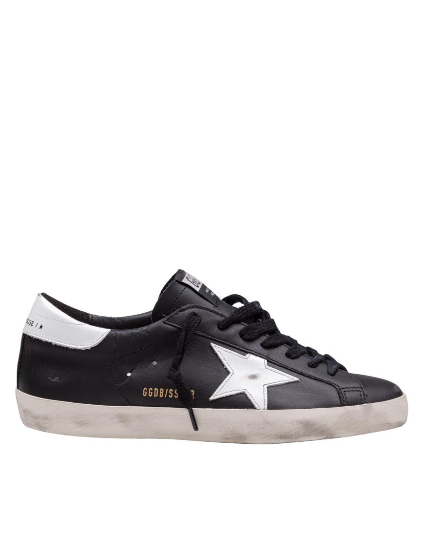 Golden Goose Black Leather Sneakers With White Accents