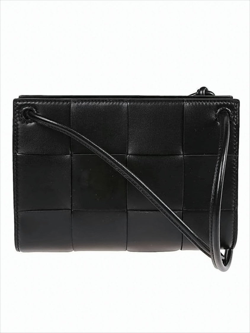 Bottega Veneta Padded Woven Leather Black Crossbody Bag