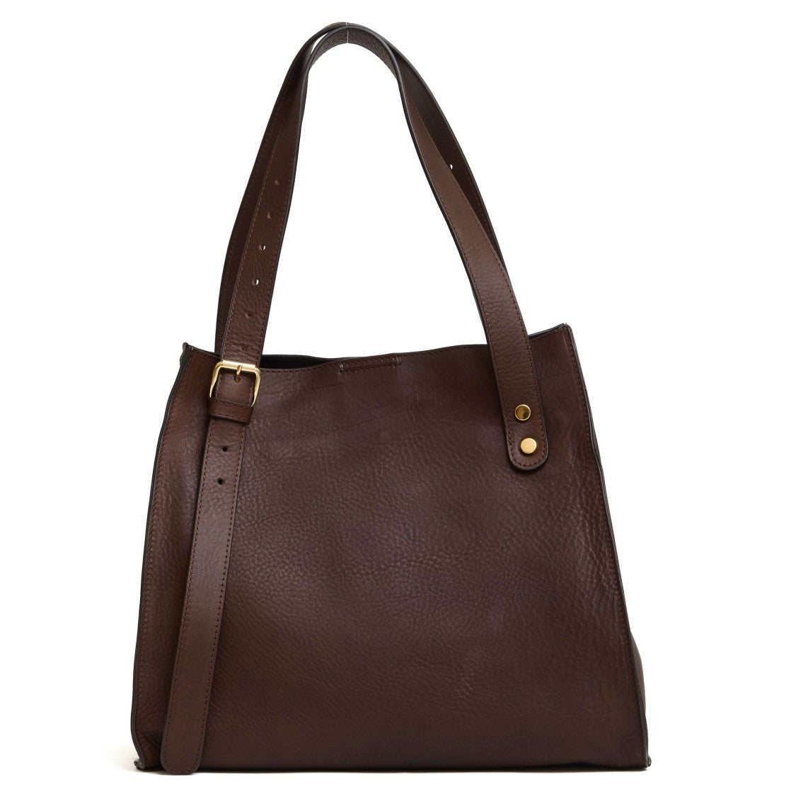 Agl Textured Brown Leather Shopping Ghauco Handbag