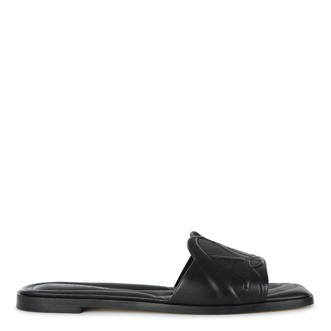 Alexander Mcqueen Black Leather Embossed Logo Sandals