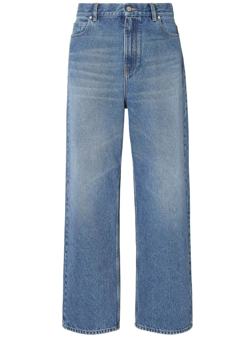 Fendi Relaxed Fit Mid-Blue Denim Pants With Classic Five-Pocket Style
