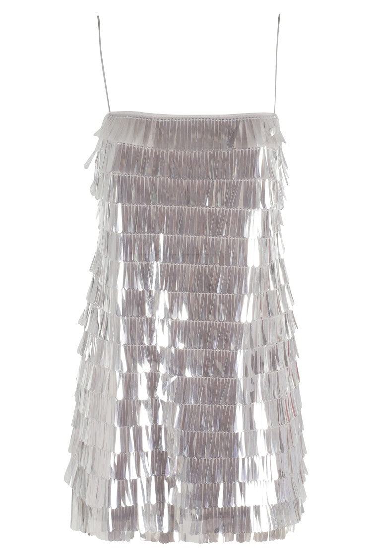 Retrofête Sequined Fringed Mini Dress With Back Zipper Closure