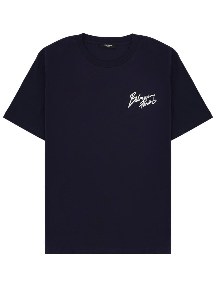 Balmain Classic Crew Neck Cotton Left Chest T-Shirt