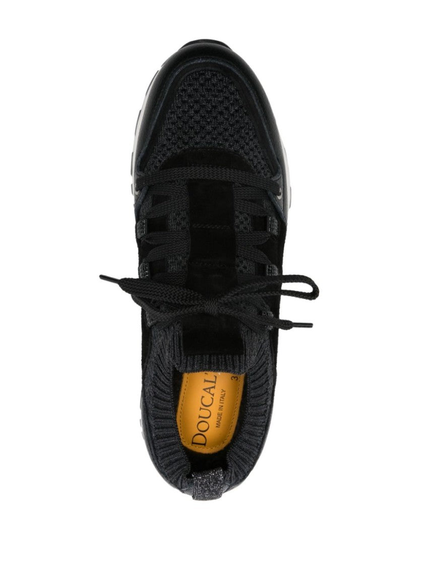 Doucal's Textured Black Trainers With Durable Rubber Sole