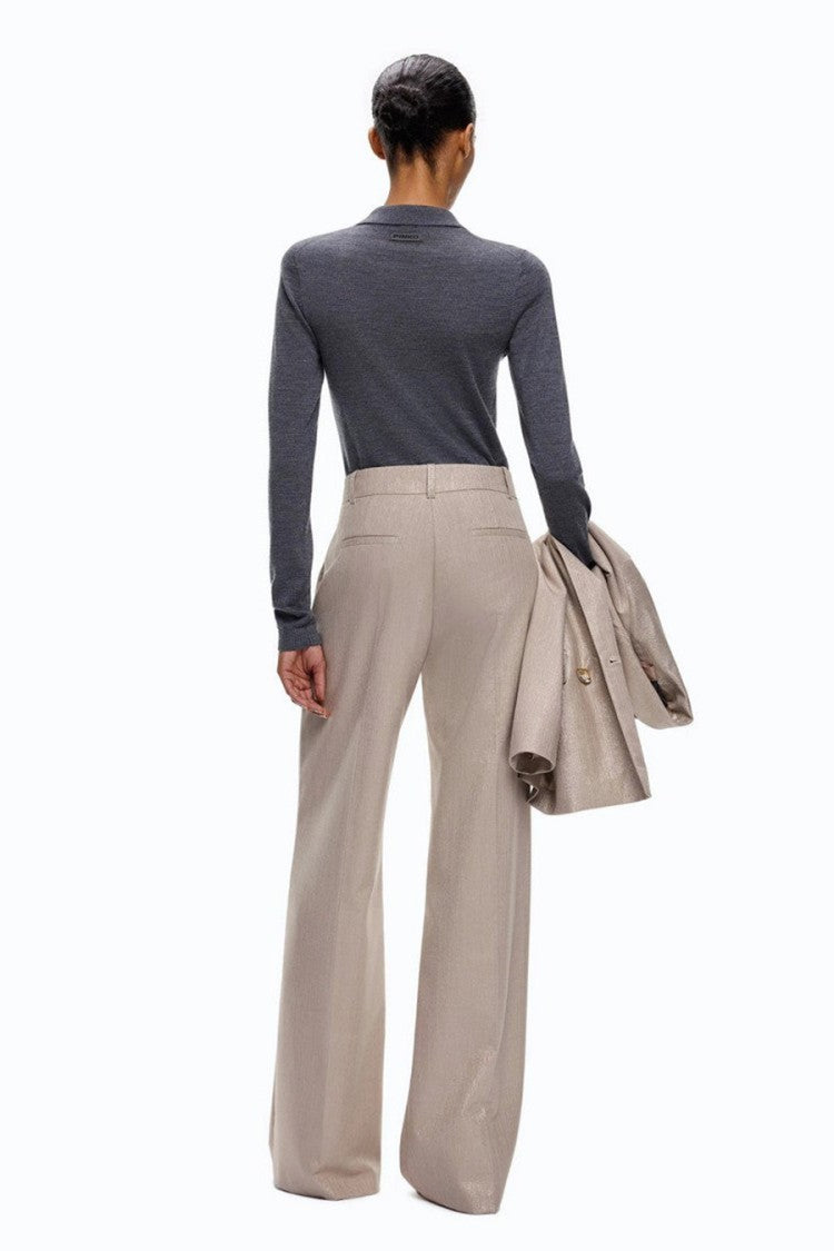 Pinko Grey Wool Polo Top Bodysuit