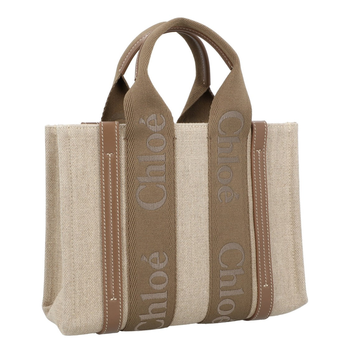 Chloé Small Woody Tote Bag In Linen