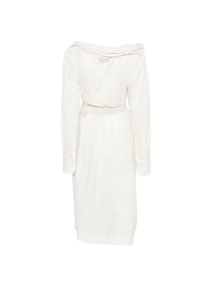 Vivienne Westwood White Ruffled Detachable Belt Shirt Dress