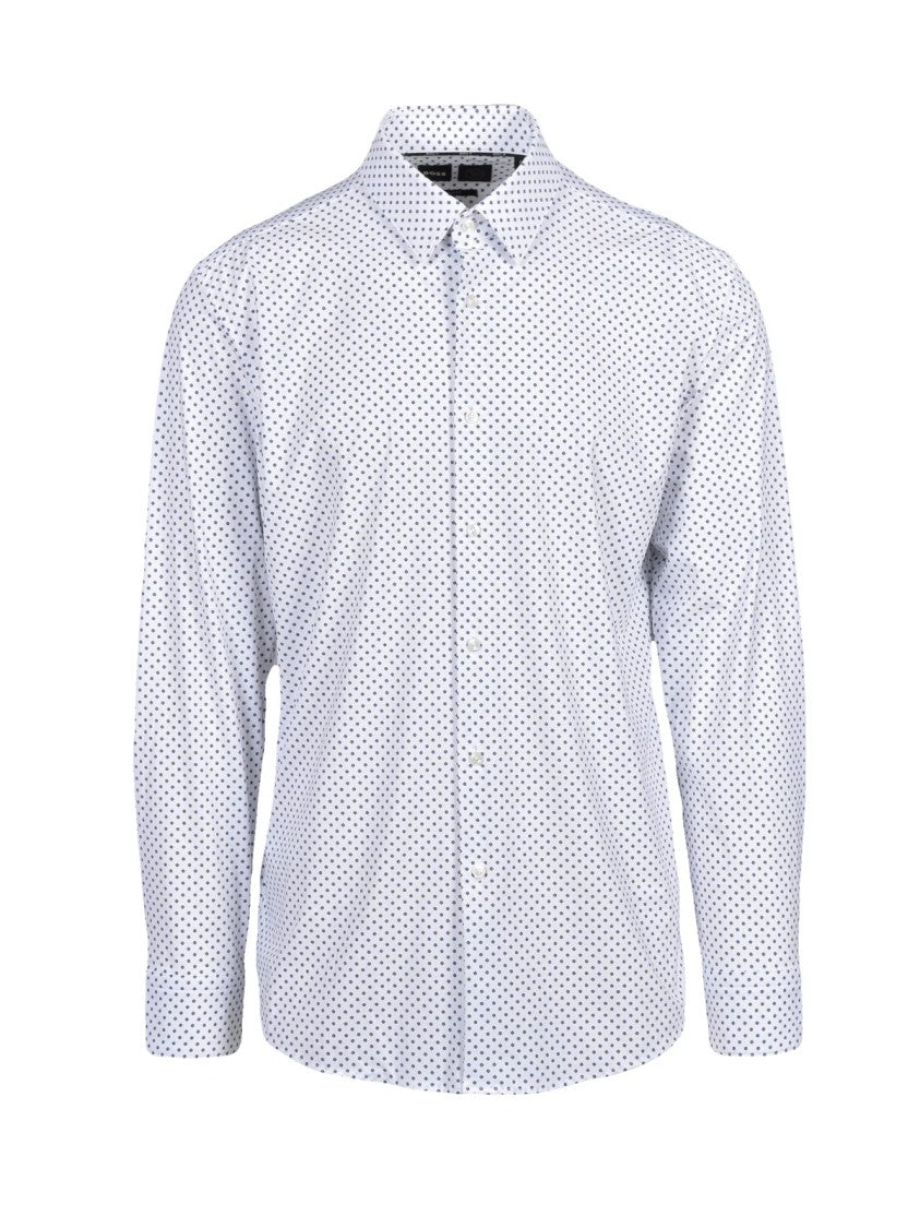 Boss White Dot Print Stretch Slim-Fit Technical Shirt