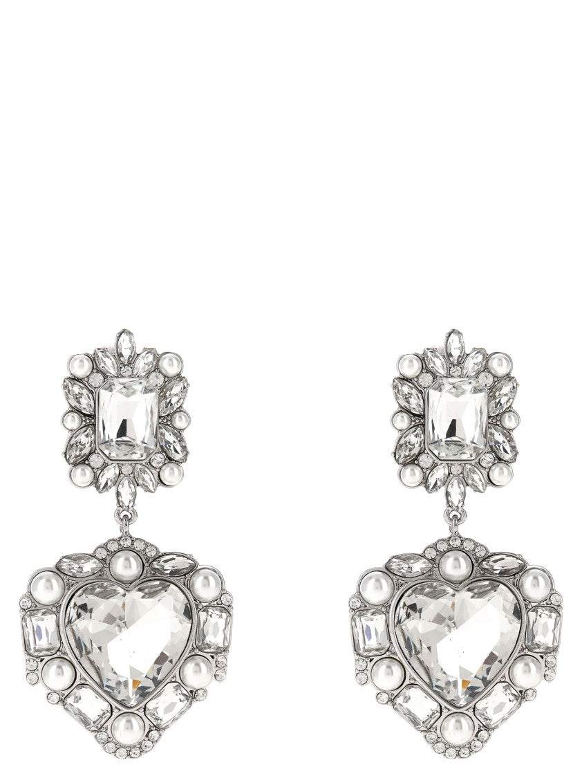 Self-Portrait 'Crystal Pearl Tiered Heart' Earrings