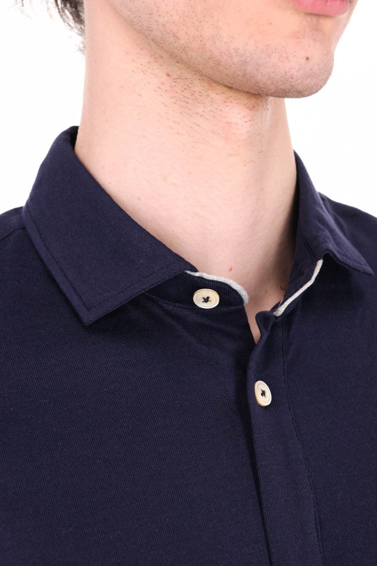 Eleventy Blue Cotton Jersey Casual Shirt