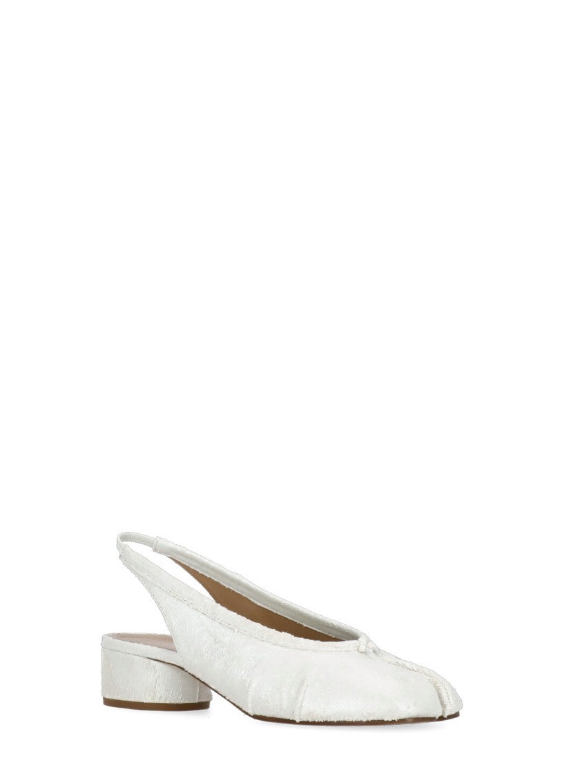 Maison Margiela Pearly Leather Tabi Slingback With Ankle Belt