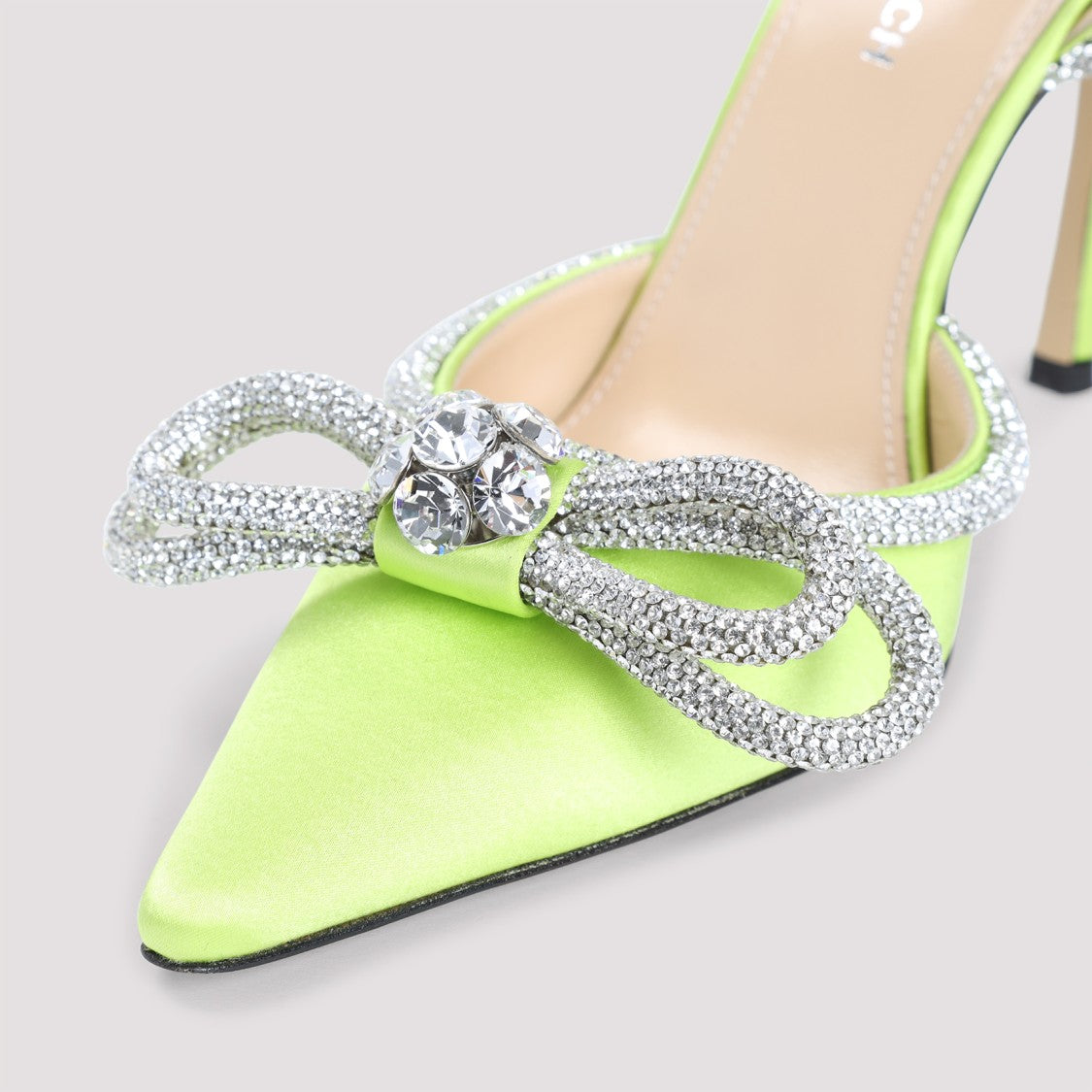 Mach & Mach Green Double Bow Silk Pumps