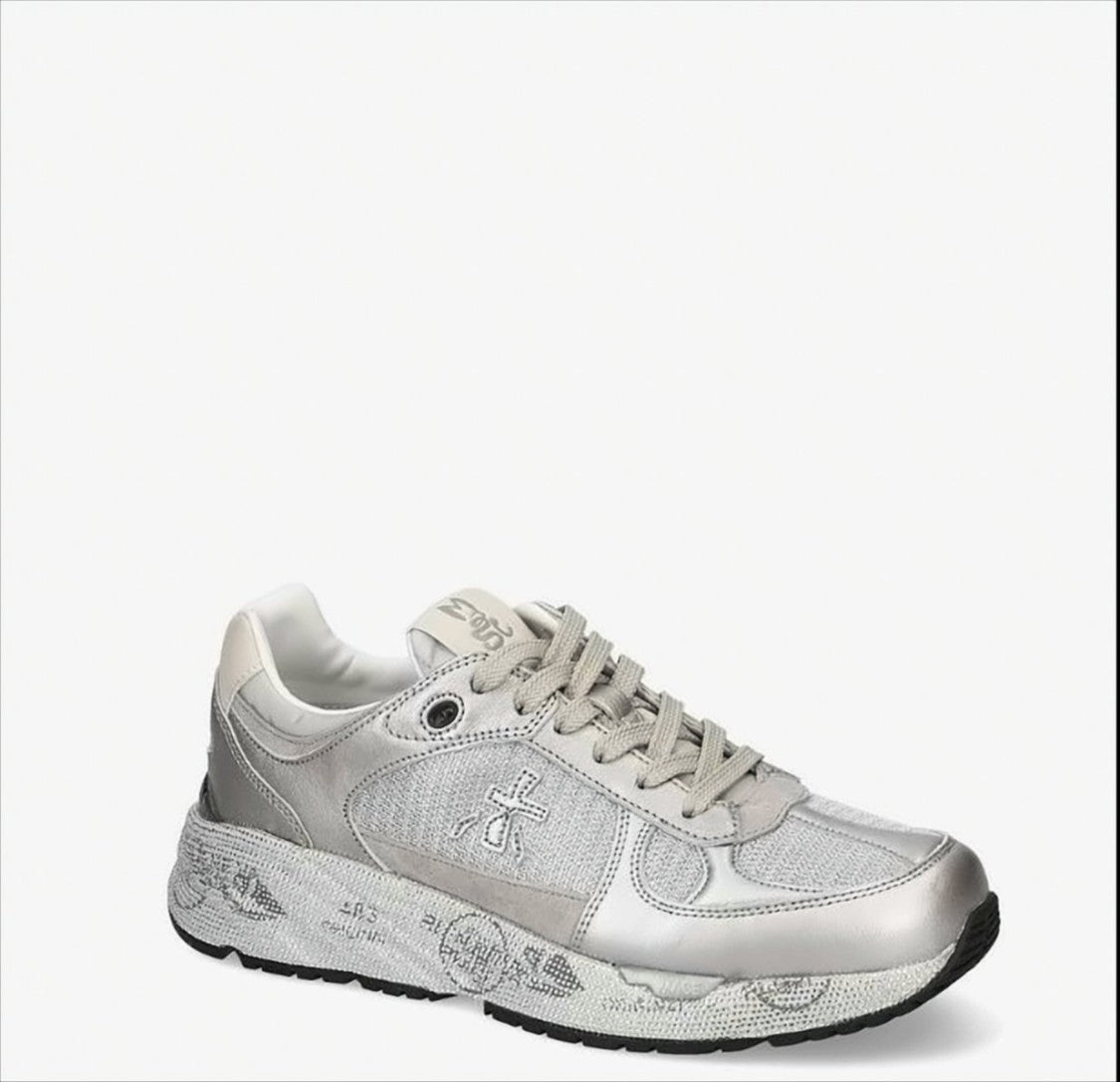 Premiata Silver Sneakers With Graphic Prints
