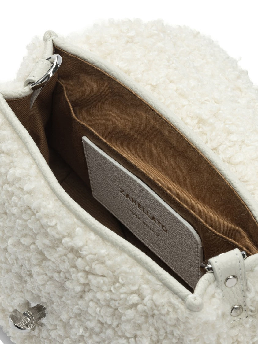 Zanellato Curly Textured Bianco Handbag With Structured Shape