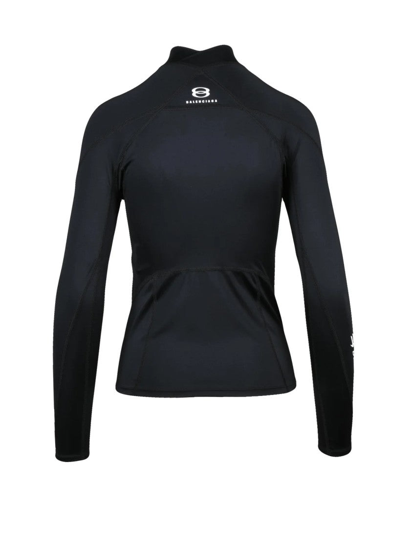 Balenciaga Close-Fitting Black Lycra Top With Modern Silhouette
