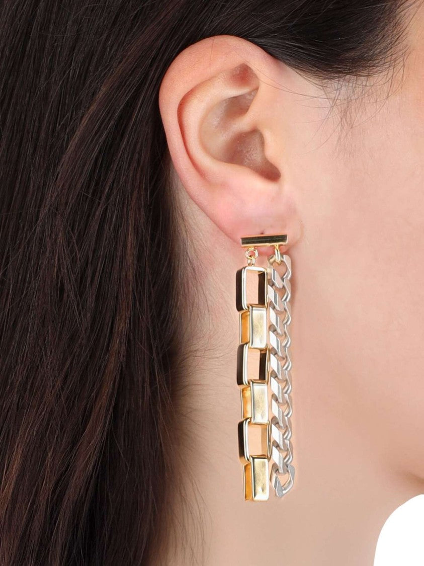 Mm6 By Maison Margiela Brass Drop Earrings With Chain Charms