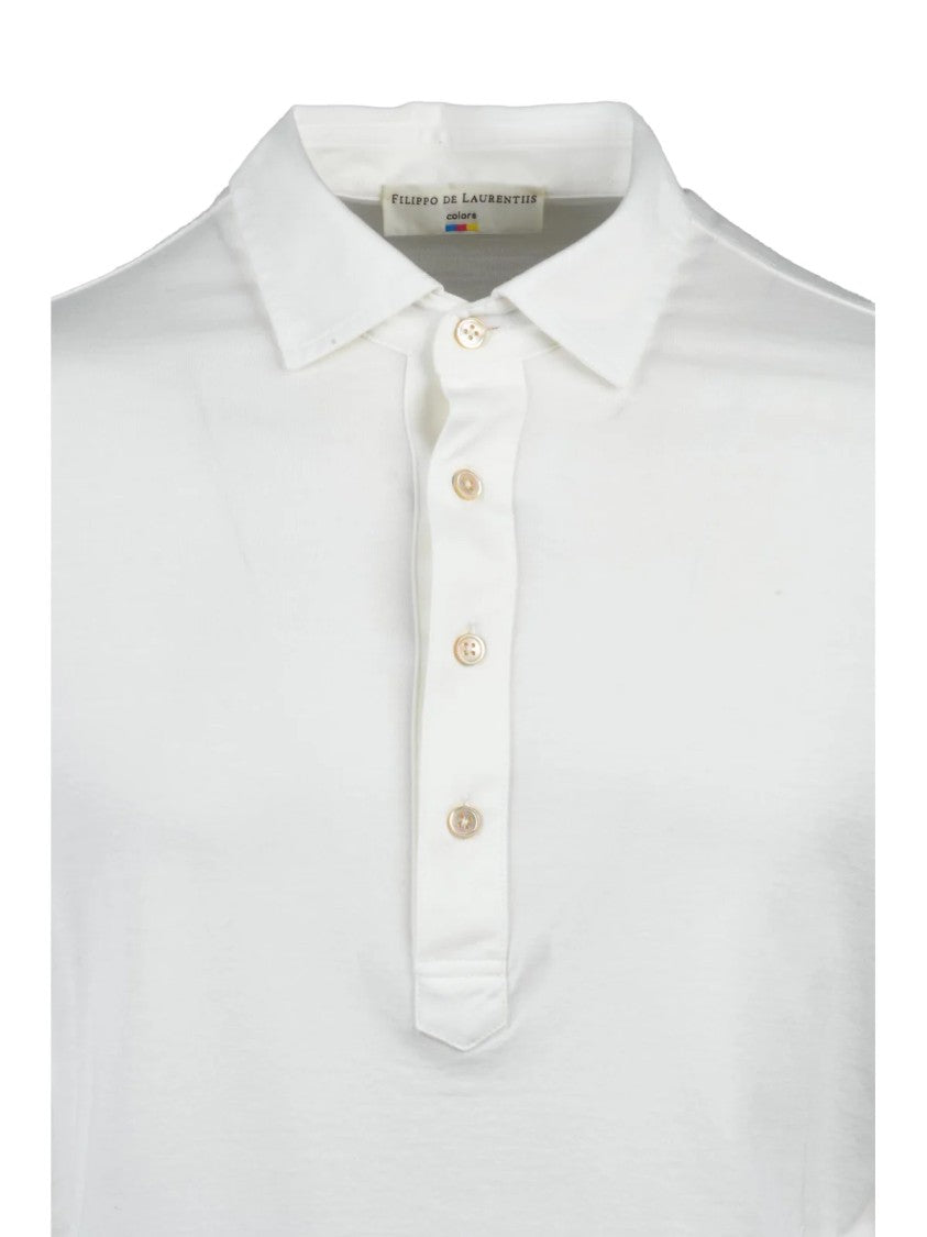 Filippo De Laurentiis White Long-Sleeve Cotton Polo Shirt