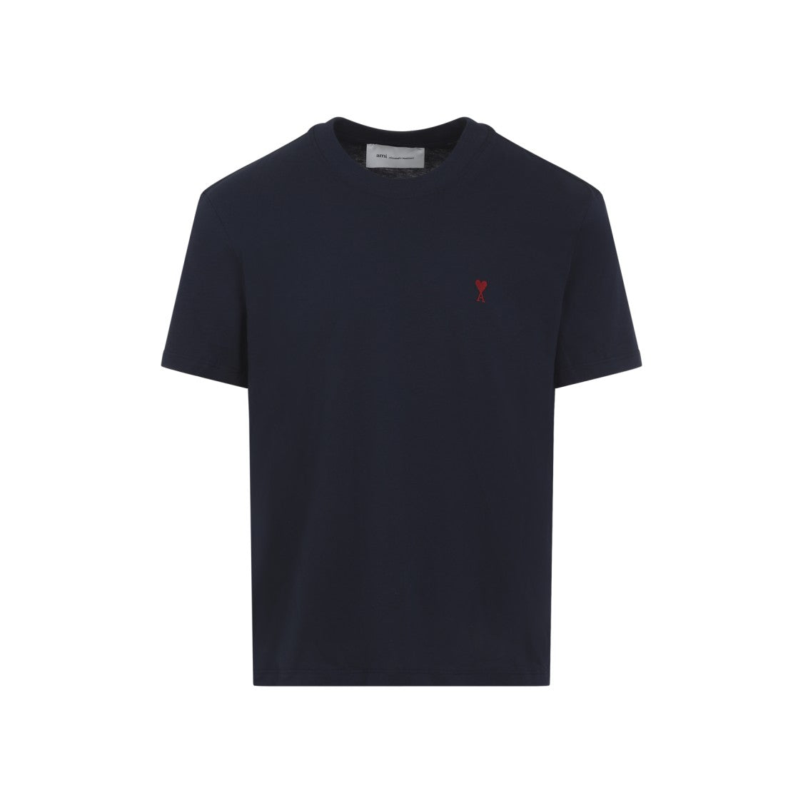 Ami Paris Round Neck Blue Cotton Jersey Shirt