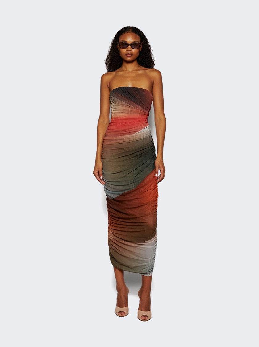 The Attico Midi Dress Brown And Orange