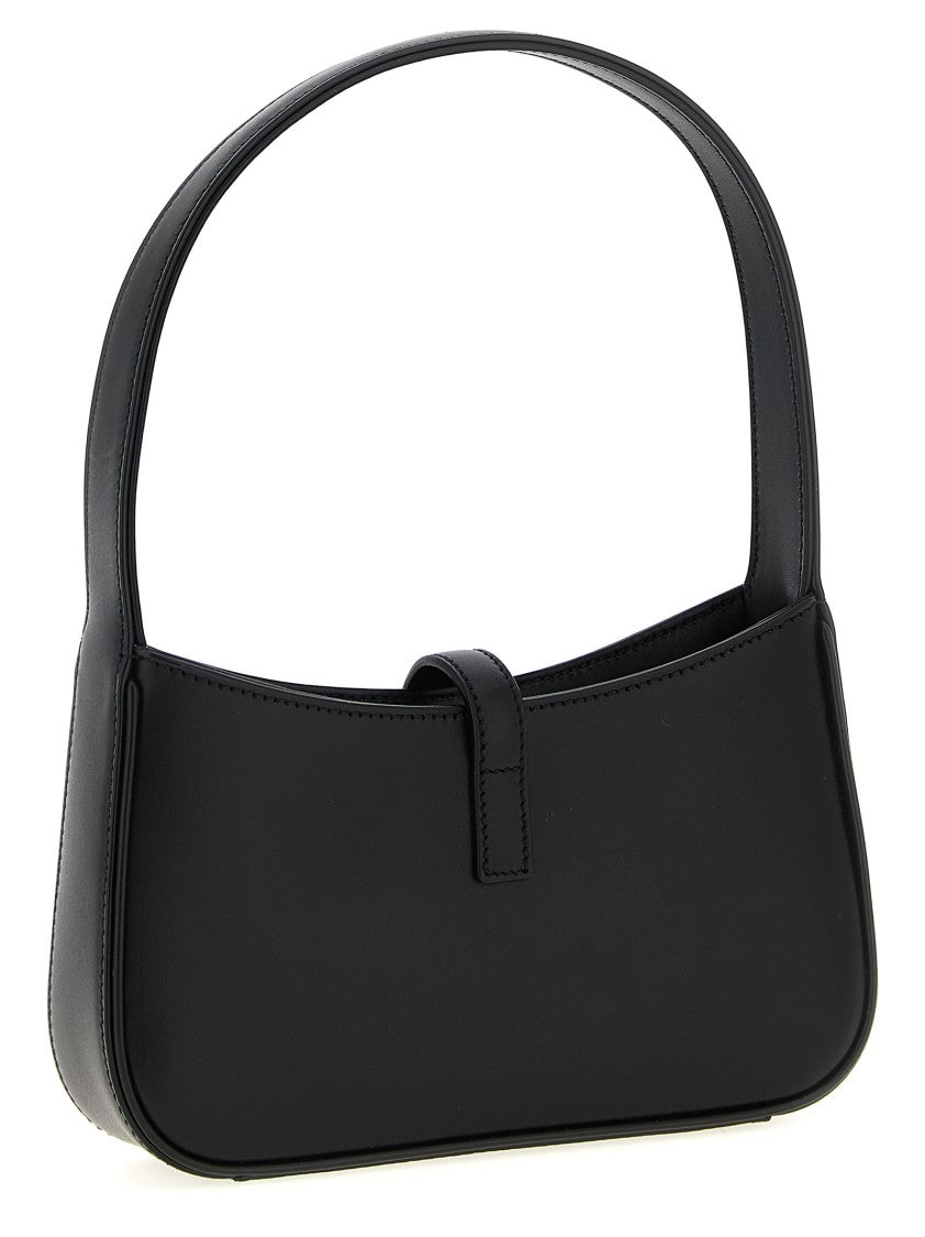 Saint Laurent Curved Rectangular Black Leather Mini Handbag