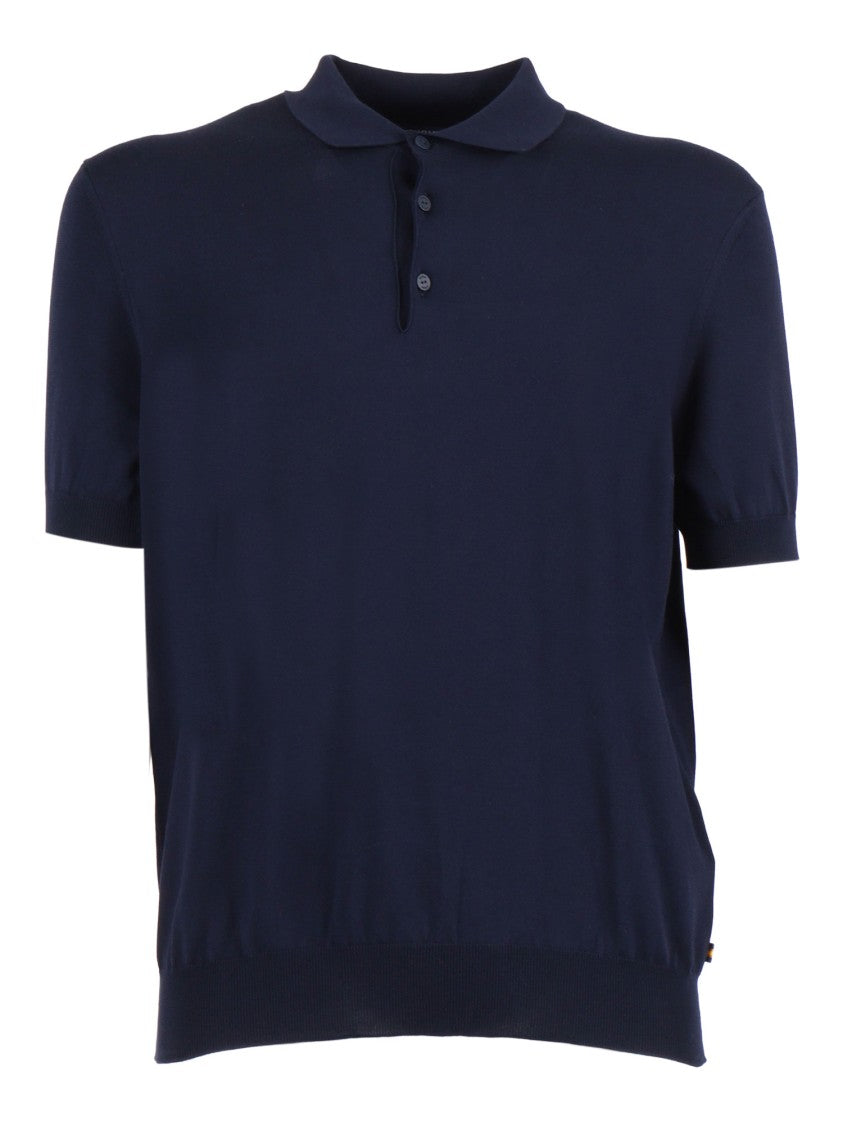 K-Way Navy Pleyne Solid Fitted Polo Shirt