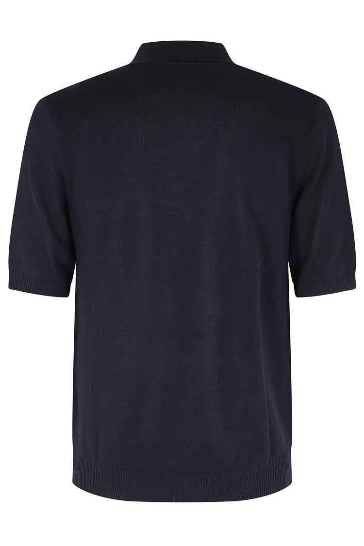 Eleventy Blue Collar Short-Sleeve Cotton Polo