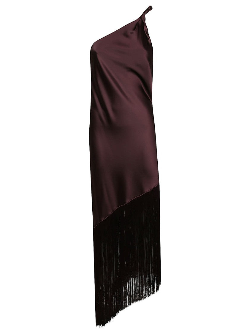 Pinko Kiwi One Shoulder Stretch Polyester Maxi Dress