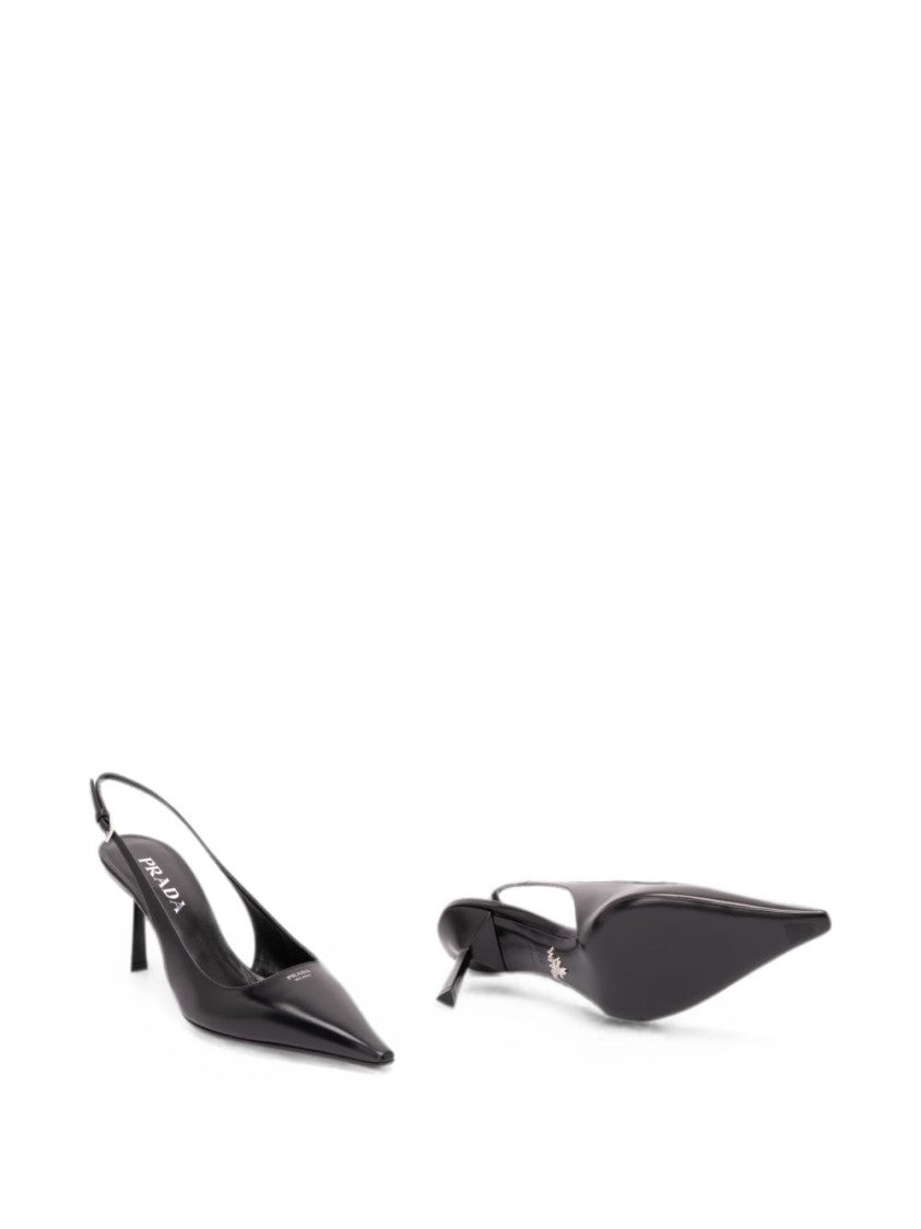 Prada Black Pointed-Toe Slingback Pumps