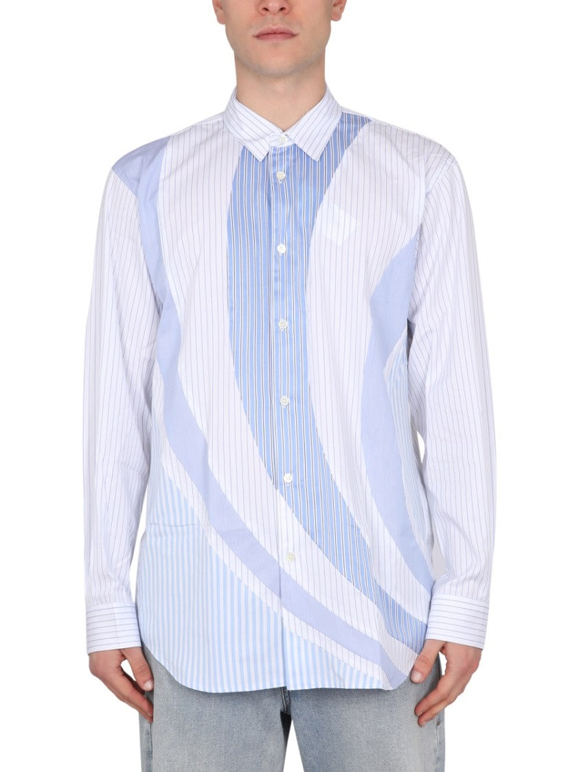 Comme Des Garçons Button-Down Shirt With Classic Collar And Striped Design