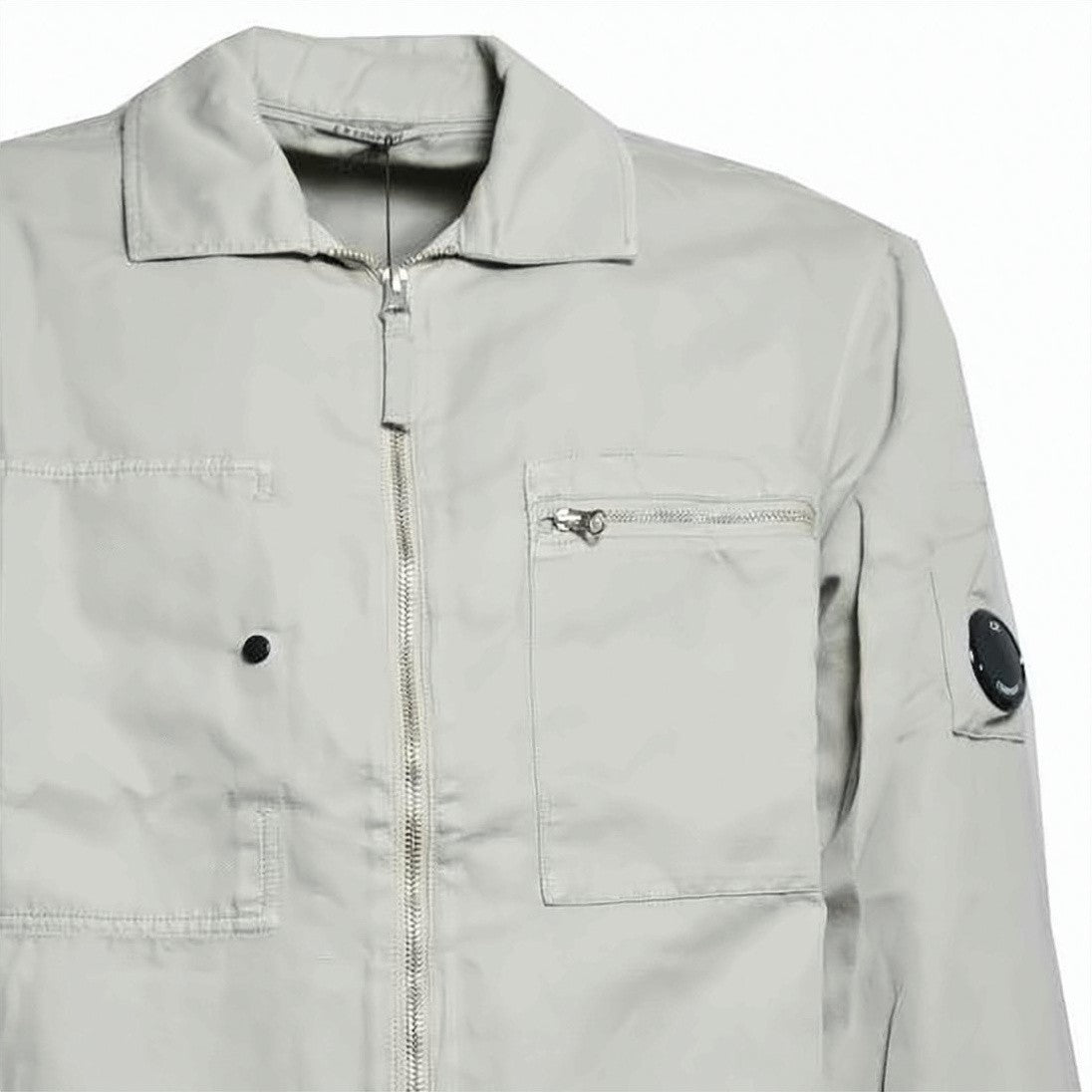 C.P. Company Lightweight Grey Cotton-Linen Blend Jacket With Subtle Logo Details