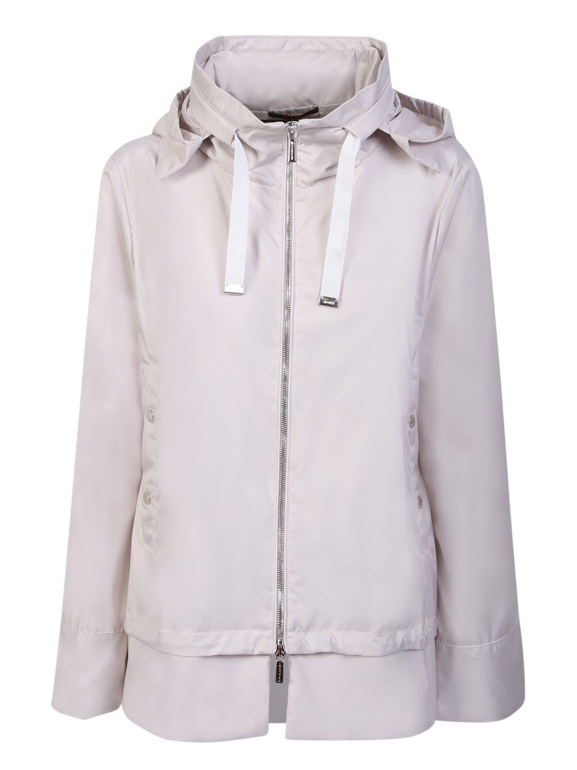 Moorer White Medium-Length Hooded Jacket