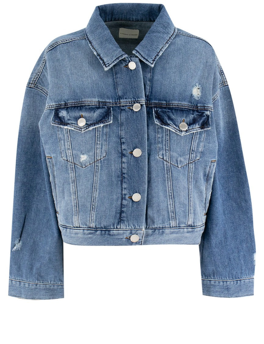 Pinko Vintage Lavaggio Denim Jacket With Cropped Length