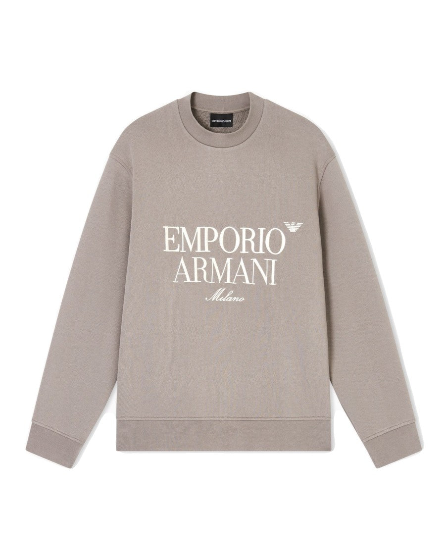 Emporio Armani Regular Fit Crewneck Sweatshirt With Embroidered Logo