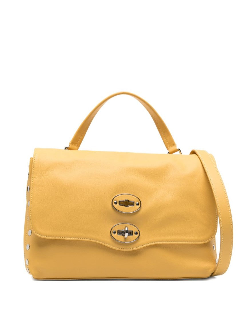 Zanellato Structured Yellow Calf Leather Postina Handbag With Detachable Strap