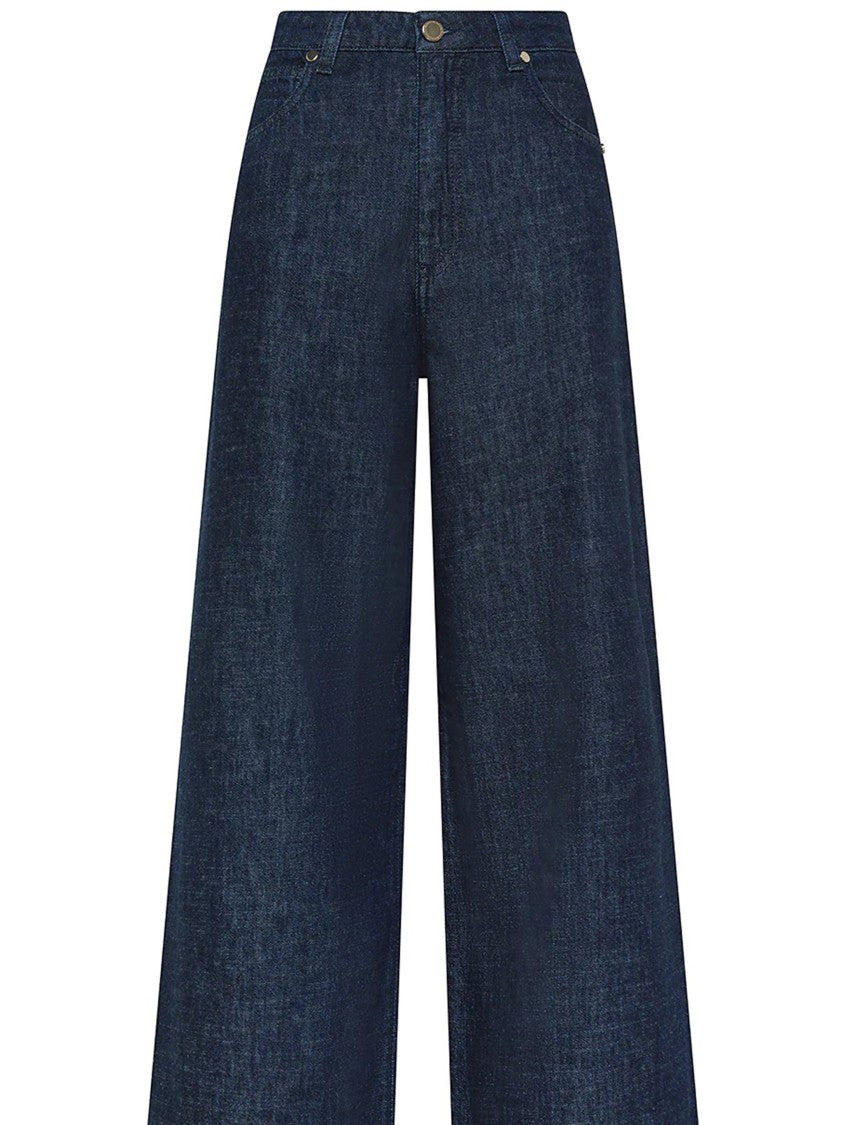Cruna Wide-Leg Dark Denim High Waist Trousers