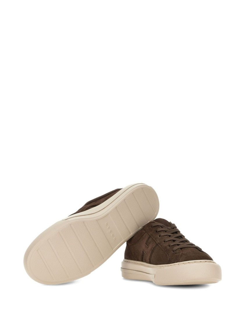 Hogan Brown Suede Sneakers With Contrast Sole