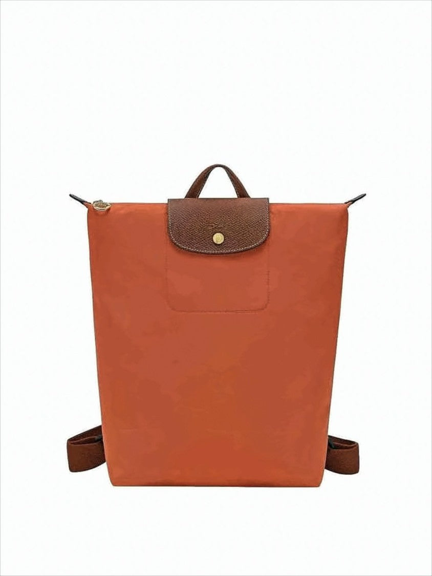 Longchamp Structured Rectangular Orange Backpack