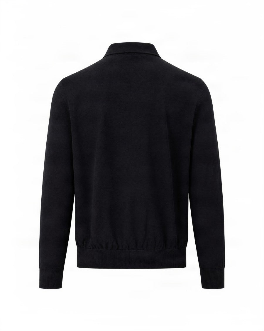 Boss Navy Knit Virgin Wool Polo Shirt
