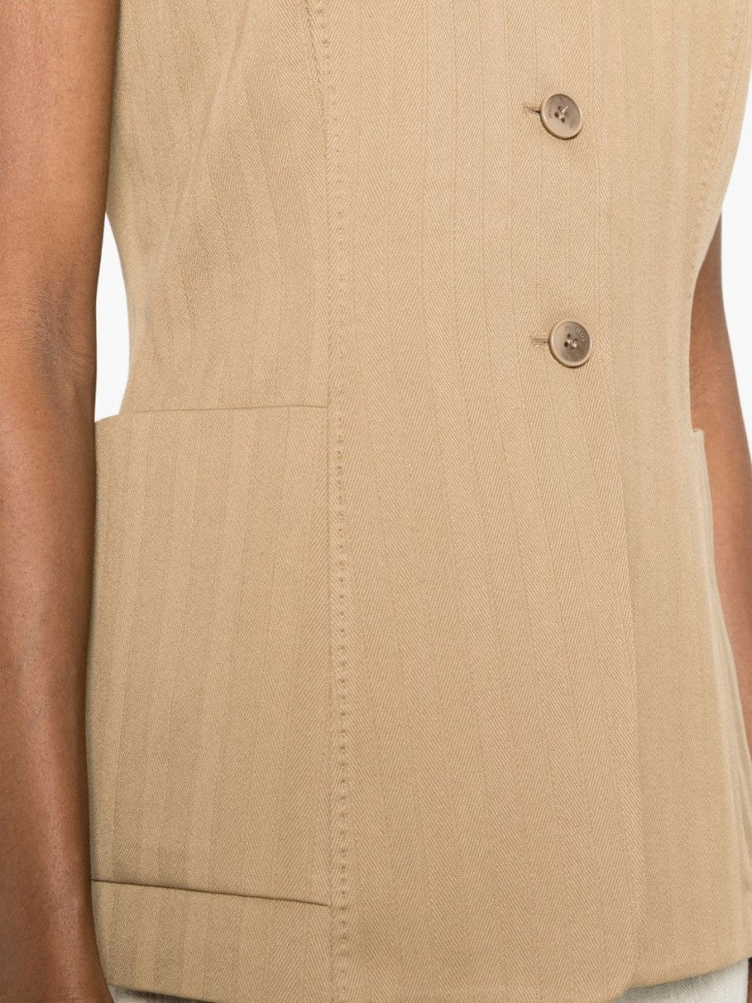 Max Mara Sleeveless Tailored Jacket With V-Neckline