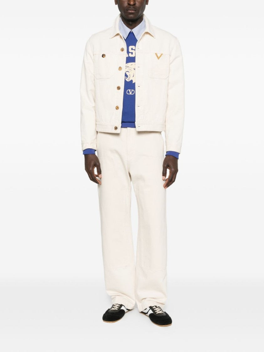 Valentino Garavani Cropped White Jacket With Classic Collar