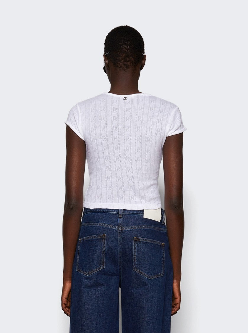 Rabanne Printed Cropped T-Shirt White