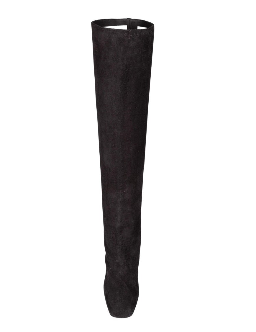 Dolce & Gabbana Slip-On Black Suede Boots With Square Toe