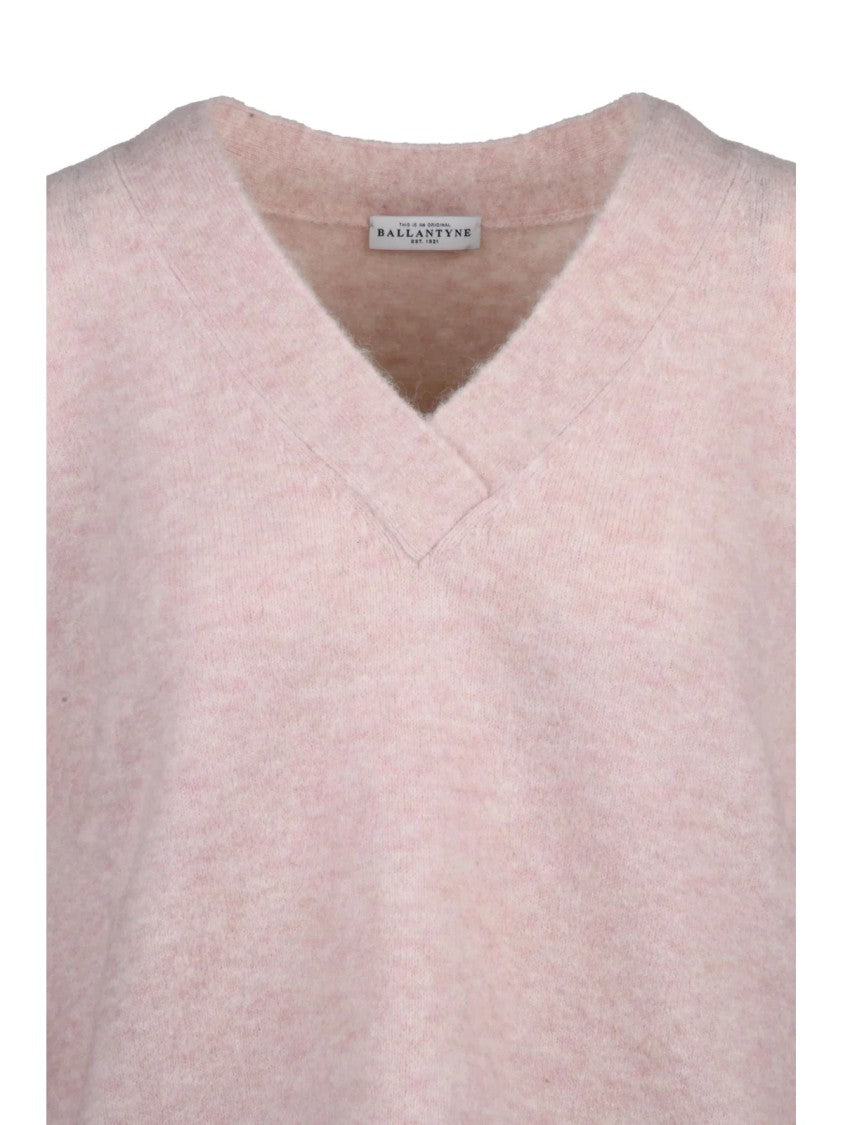 Ballantyne Relaxed V-Neck Pullover In Soft Alpaca Wool Blend