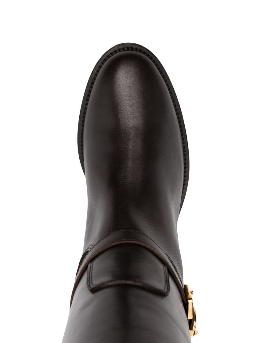 Via Roma 15 Knee-High Charm Boots With Decorative Buckle Detail